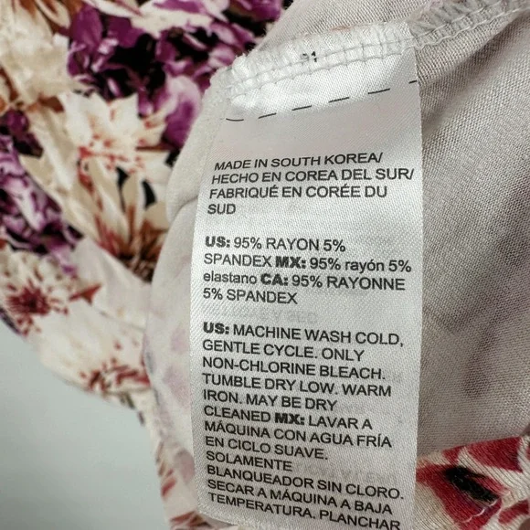 Chicos Shirt Womens XL Floral Long Sleeve Pink Purple Dahlia Print Stretch Top - Picture 5 of 9